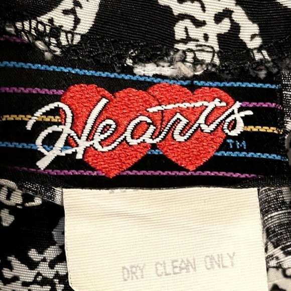 90s Vintage Hearts Black and White Abstract Print Rayon Midi Dress with Cutout - Picture 6 of 7